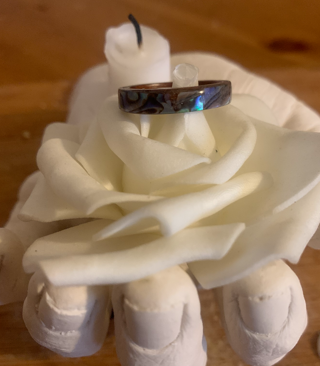 Abalone band Bentwood ring Slim cut