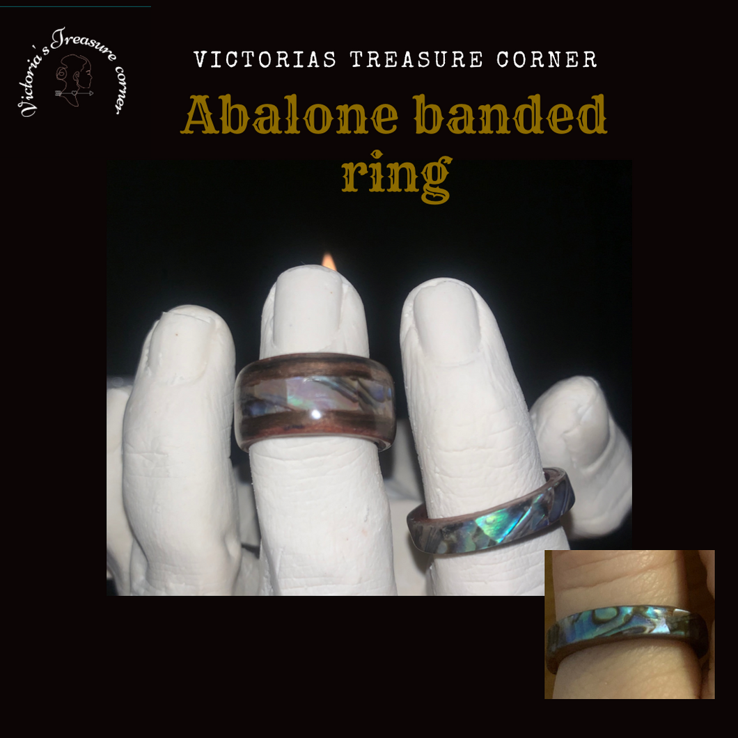Abalone Banded Bentwood ring